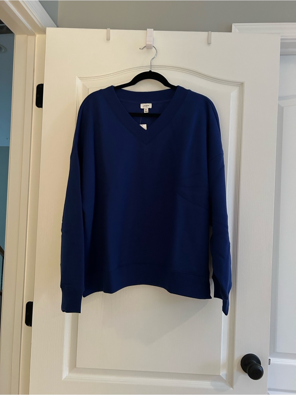 NWT J Crew Women's Royal Blue V-Neck Pullover Sweatshirt XXL